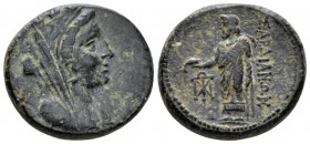 Lydia, Sardis Bronze II-I cent, Æ 20mm., 8.86g. Veiled bust r. Rev. Zeus Lydios standing l., holding eagle and sceptre. SNG von Aulock 3129 var. (mono...