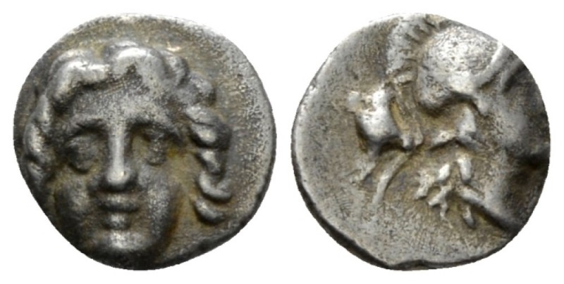 Pisidia, Selge Trihemiobol circa 300-190, AR 9mm., 0.90g. Helmeted head of Athen...