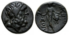 Lycaonia, Elkonion Bronze I cent. BC, Æ 15mm., 2.91g. Laureate head of Zeus r. Rev. Perseus standing facing, holding harpa and Medusa's head. von Aulo...