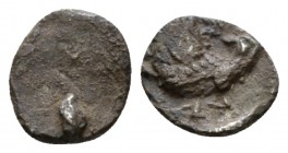 Judaea, Hezekiah Half Gerah or Hemiobol. Persian or Macedonian Period, circa 332-302/1 BC, AR 7mm., 0.30g. Indistinct trapezoidal shape. Rev. Eagle st...