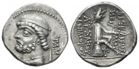 Parthia, Phraates II, 138-127. Drachm circa 138-127, AR 18mm., 3.94g. Diademed bust l. Rev. Archer seated r. on omphalos. Shore 50. Sellwood 16.11.
...