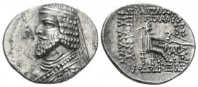 Parthia, Phraates III, 70-57. Drachm circa 70-57, AR 20mm., 3.60g. Diademed bust l. Rev. Archer seated r. on throne. Shore 177. Sellwood 38.13.

Sma...