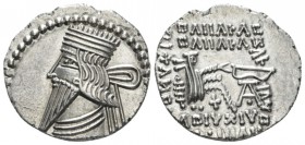 Parthia, Vologases III, 80-90. Drachm circa 80-90, AR 20mm., 3.63g. Diademed bust l. Rev. Archer seated r. on throne. Shore 413. Sellwood 78.3.

Goo...