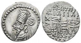 Parthia, Vologases IV, 147-191. Drachm circa 147-131, AR 20mm., 3.74g. Bust l., wearing tiara. Rev. Archer seated r. on throne. Shore 434. Sellwood 84...