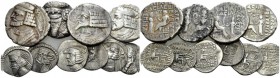 Parthia, Lot of 10 coins -, AR 24mm., 64.14g. Lot of 10 silver coins, including tetradrachms (4) and drachms (6).

Very Fine-Good Very Fine.