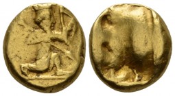 Persia (Achaemenidae), Sardis Daric V cent. BC, AV 16mm., 8.36g. The Great King kneeling r., holding bow and spear. Rev. Oblong incuse with uneven sur...