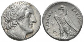 The Ptolemies, Ptolemy II, 283/2-246. uncertain mint (perhaps Cyprus) Tetradrachm circa 283-246, AR 24mm., 14.27g. Diademed head r. Rev. Eagle standin...