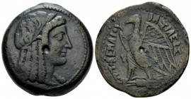 The Ptolemies, Ptolemy V, 205/4-180. Alexandria Drachm circa 197-183, Æ 34mm., 36.12g. Draped and wreathed bust of Isis r. Rev. Eagle standing l. with...