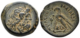 The Ptolemies, Ptolemy VI, 180-145. Salamis Bronze circa 176-170, Æ 22mm., 12.87g. Diademed head of Zeus r. Rev. Eagle standing l., on thunderbolt; in...