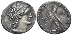 The Ptolemies, Cleopatra III and Ptolemy X, 107-101 Alexandria Tetradrachm circa 106-105, AR 25mm., 13.05g. Diademed head of Ptolemy r., wearing aegis...
