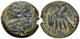 The Ptolemies, Cleopatra VII and Caesarion uncertain mint in Cyprus Bronze Late II-I cent., Æ 24mm., 6.48g. Head of Zeus-Ammon r., wearing tainia. Rev...