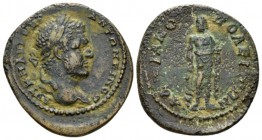 Thrace, Hadrianopolis Caracalla, 198-217 Bronze circa 198-217, Æ 22.8mm., 5.91g. Laureate head r. Rev. Asklepios standing facing, leaning on serpent s...
