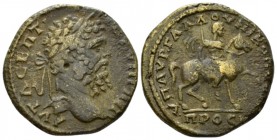 Moesia, Marcianopolis Septimius Severus, 193-211 Bronze circa 193-211, Æ 26mm., 11.84g. Laureate head r. Rev. The Emperor on horsback r., holding spea...