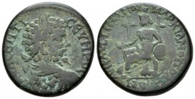 Moesia, Nicopolis ad Istrum Septimius Severus, 193-211 Bronze circa 193-211, Æ 25.5mm., 11.80g. Laureate, draped and cuirassed bust r. Rev. Cybele ent...
