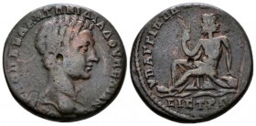 Moesia, Nicopolis ad Istrum Diadumenian as Caesar, 217-218 Bronze circa 217-218, Æ 25.8mm., 10.87g. Bare head r. Rev. River-god (Danube?) seated l., h...