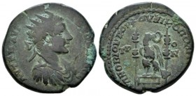 Moesia, Nicopolis ad Istrum Elagabalus, 218-222 Bronze circa 218-222, Æ 26.5mm., 12.21g. Radiate, draped and cuirassed bust r. Rev. Eagle set on base;...