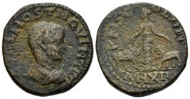 Moesia, Viminacium Hostilian Caesar, 250-251 Bronze circa 250-251, Æ 24.8mm., 11.83g. C VAL HOST M QVINTVS CAE Bare-headed, draped, and cuirassed bust...