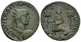 Cilicia, Mallus Hostilian Caesar, 250-251. Bronze circa 250-251, Æ 27.3mm., 11.61g. Radiate, draped and cuirassed bust r. Rev: MALLO COLONIA Tyche sea...