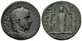 Coele-Syria, Heliopolis Philip I, 244-249 Bronze circa 244-249, Æ 28.1mm., 13.58g. Laureate, draped, and cuirassed bust r. Rev. Fortuna of Heliopolis ...