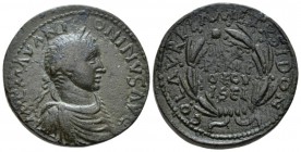 Phoenicia, Sidon Elagabalus, 218-222 Bronze circa 218-222, Æ 28.1mm., 18.67g. Laureate, draped and cuirassed bust r. Rev. Legend within laurel wreath....