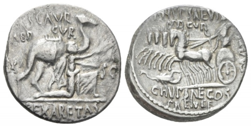 M. Aemilius Scaurus, P. Plautius Hypsaeus. Denarius circa 58, AR 17.8mm., 3.73g....