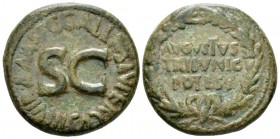 Octavian as Augustus, 27 BC – 14 AD Dupondius circa 16 BC, Æ 28mm., 13.09g. AVGVSTVS / TRIBVNIC / POTESt within wreath. Rev. Legend around SC. Moneyer...