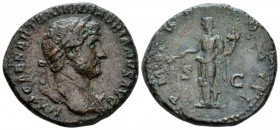 Hadrian, 117-138 As circa 119-121, Æ 28mm., 11.92g. Laureate bust r., with drapery on l. shoulder. Rev. Pax standing l., holding branch and cornucopia...