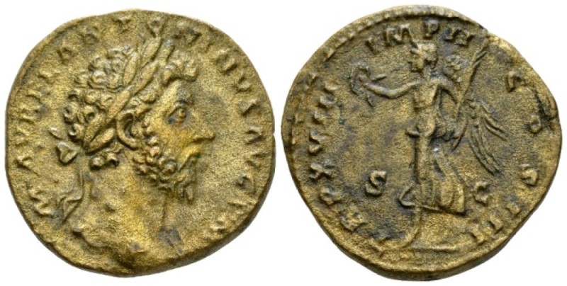 Marcus Aurelius, 161-180 Sestertius circa 163-164, Æ 30mm., 20.55g. Laureate hea...