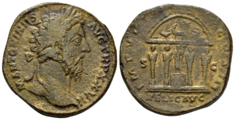 Marcus Aurelius, 161-180 Sestertius circa 172-173, Æ 30mm., 22.31g. M ANTONINVS ...