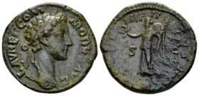 Commodus, 177-192 As circa 178, Æ 25mm., 9.47g. Laureate head r. Rev. Victory advancing l., holding wreath and palm branch. C 764. RIC M. Aurelius 159...