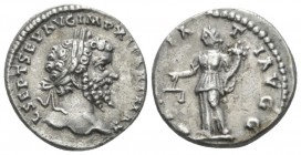 Septimius Severus, 193-211 Denarius Laodicea circa 198-200, AR 17mm., 3.05g. Laureate head r. Rev. Aequitas standing l., holding scales and cornucopia...