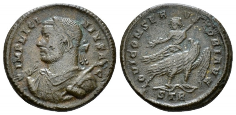 Licinius, 308-324 Follis Treveri circa 318-319, Æ 17mm., 3.20g. Laureate, draped...