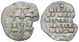 Nicephorus III and Maria Alani, 1078-1081. Miliaresion circa 1078-1081, AR 20mm., 1.51g. N I KHΘ KAI MAPI ЄN TVTW N I KATЄ Patriarchal cross crosslet ...