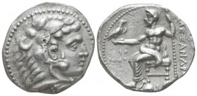 Kingdom of Macedon, Alexander III, 336 – 323 Tyre (Phoenica) Tetradrachm circa 324-33, AR 26mm., 16.53g. Head of Herakles r., wearing lion skin. Rev. ...