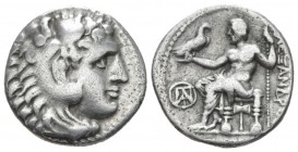 Kingdom of Macedon, Alexander III, 336 – 323 Miletus Drachm circa 295-275, AR 17mm., 4.07g. Head of Heracles r., wearing lion skin headdress. Rev. Zeu...