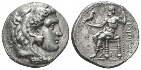 Kingdom of Macedon, Philip III Arridaeus, 323-317 Sidon Tetradrachm circa 321-320, AR 26mm., 16.74g. Head of Herakles r., wearing lion skin. Rev. Zeus...