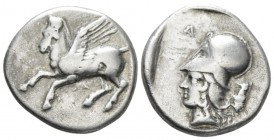 Epirus, Ambracia Stater circa 456-426, AR 20mm., 8.34g. Pegasus flying l. Rev. Helmeted head of Athena l.; in r. field, bull butting downwards. Ravel ...