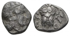Attica, Athens Hemidrachm after 499, AR 12mm., 2.02g. Head of Athena r., wearing Attic helmet decorated with olive leaves and palmettae. Rev. Owl stan...