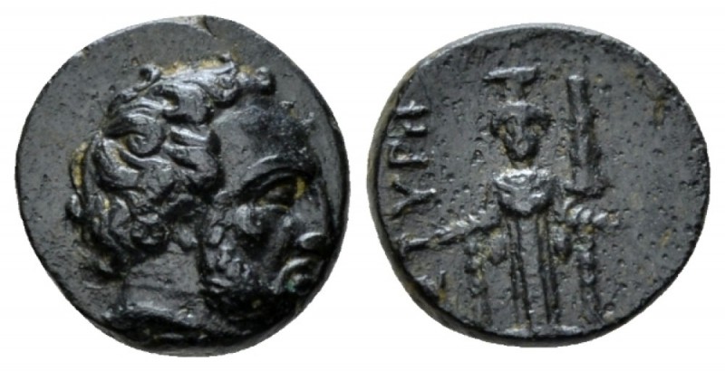 Mysia, satrap Tissaphernes Astyra Bronze circa 400-395, Æ 12mm., 1.72g. Bare hea...