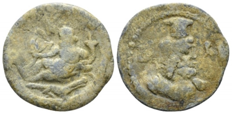 Egypt, Alexandria Tessera circa II cent., PB 21.6mm., 3.83g. Draped bust of Sara...