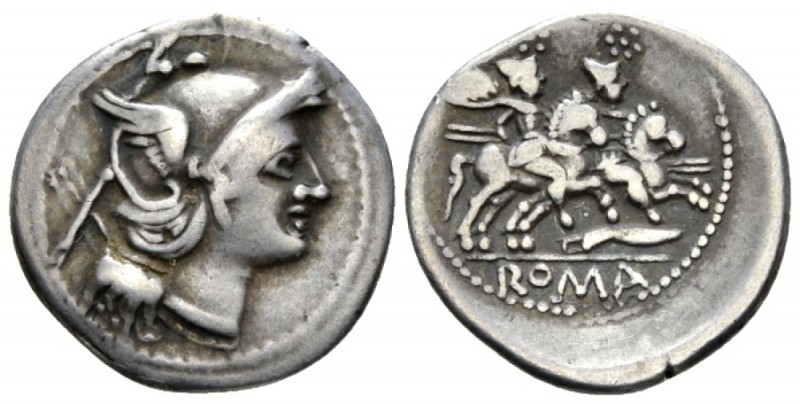 Knife (first) series. Denarius Central Italy (?) circa 211-208, AR 20.5mm., 3.99...