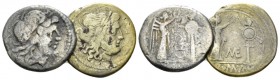 Lot of two Victoriatii II cent., AR 18mm., 4.95g. Laureate head of Jupiter r. Rev. Victory crowning trophy; in field, CROT and in exergue, ROMA. Babel...