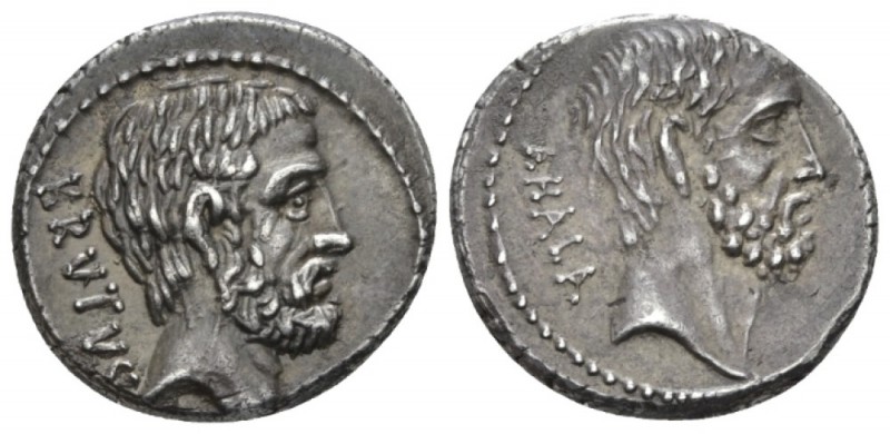 M. Iunius Brutus. Denarius circa 54, AR 18.1mm., 4.18g. BRVTVS Head of L. Iunius...