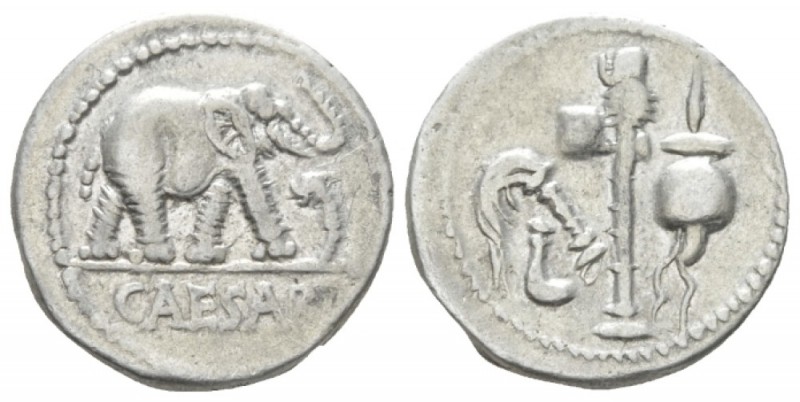 C. Iulius Caesar. Denarius mint moving with Caesar 49-48, AR 18mm., 3.79g. Ponti...