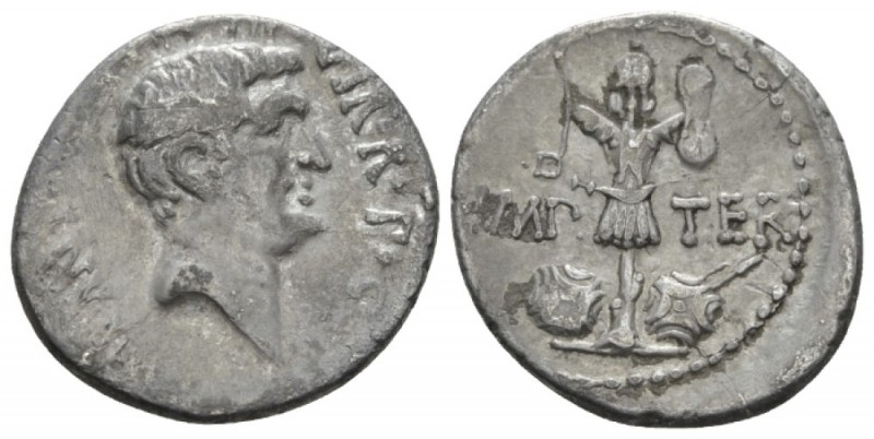 Marcus Antonius Denarius mint moving with M. Antonius 37, AR 20mm., 3.33g. ANT·A...