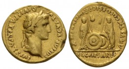 Octavian as Augustus, 27 BC – 14 AD Aureus Lugdunum circa 2 BC - 4 AD, AV 20mm., 7.89g. Laureate head r. Rev. Caius and Lucius standing facing, each t...