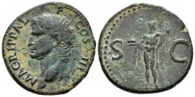 In the name of Agrippa As after 37, Æ 29mm., 10.97g. Head l., wearing rostral crown. Rev. Neptune, cloaked, standing l. holding small dolphin and trid...