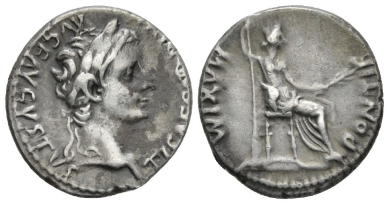 Tiberius, 14-37 Denarius Lugdunum circa 14-37, AR 18mm., 3.80g. Laureate head r....