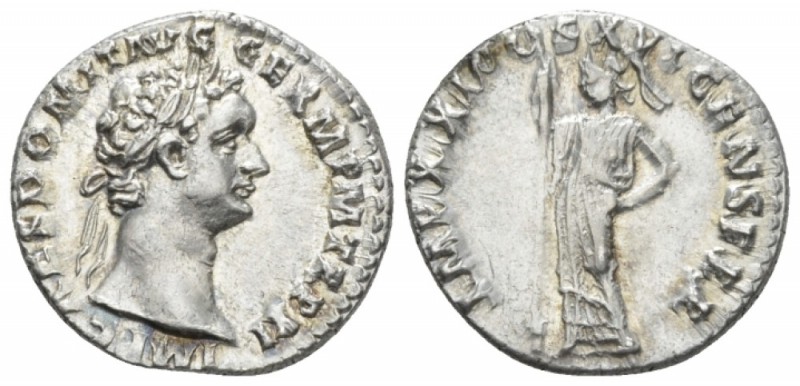 Domitian, 81-96 Denarius circa 95, AR 18mm., 3.56g. Domitian, 81 – 96. Denarius ...