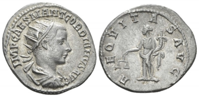 Gordian III, 238-244 Antoninianus circa 240, AR 22mm., 4.33g. Radiate, draped an...